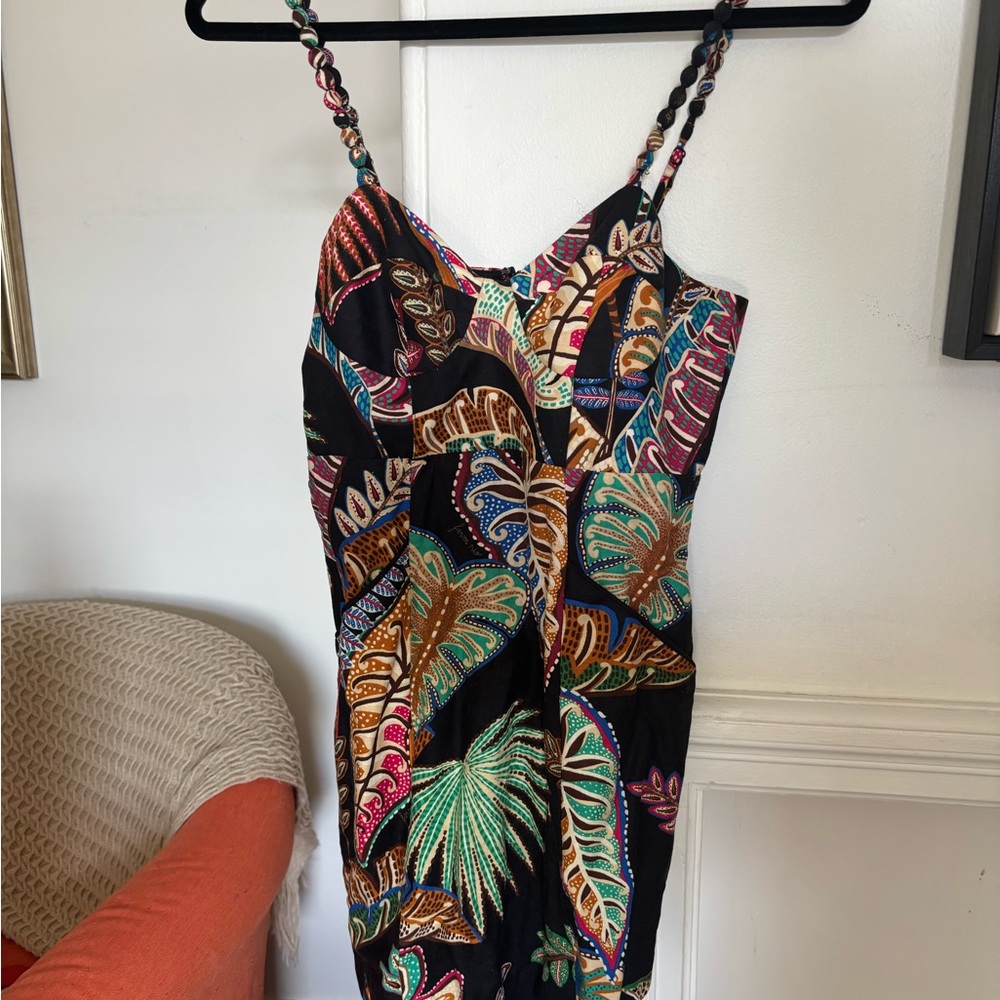 FARM Rio Leaf Patterned Mini Dress